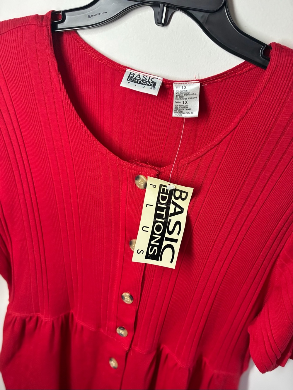 Basic Editions Red Button-Front Maxi Dress - Picture 2 of 6